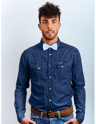 noeud-papillon-bleu-clair-unisexe-coton-bio-polyester-recyclé-ethique-chemise-jean